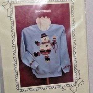 Doily Snowman Wear Ozark Craft DIY Sweatshirt Skating Sew Ugly Sweater Country